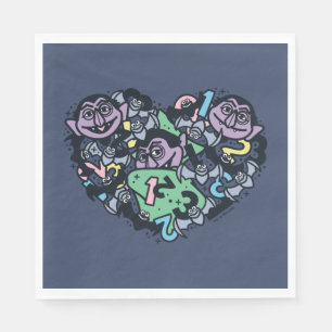 Guardanapo De Papel Sésamo Sésamo Conde von Count Doodle Heart
