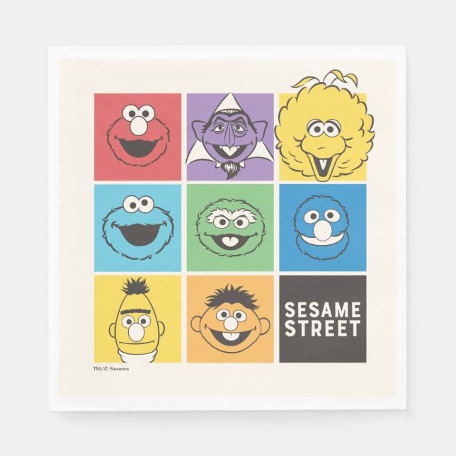 Guardanapo De Papel Sésamo Street Pals | Blocos de cores (Frente)