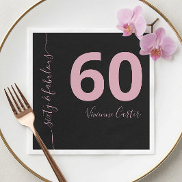 Guardanapo De Papel Sessenta e Fabuloso Script Rosa Aniversário de 60 