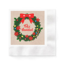 Set Feliz Navidad Merry Christmas Wreath Coctail