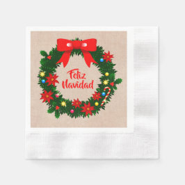 Guardanapo De Papel Set Feliz Navidad Merry Christmas Wreath Coctail