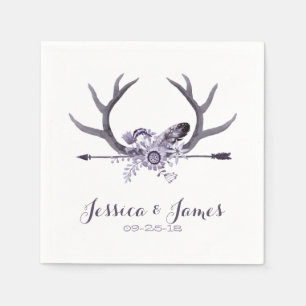 Guardanapo De Papel Seta tribal e Antlers roxos