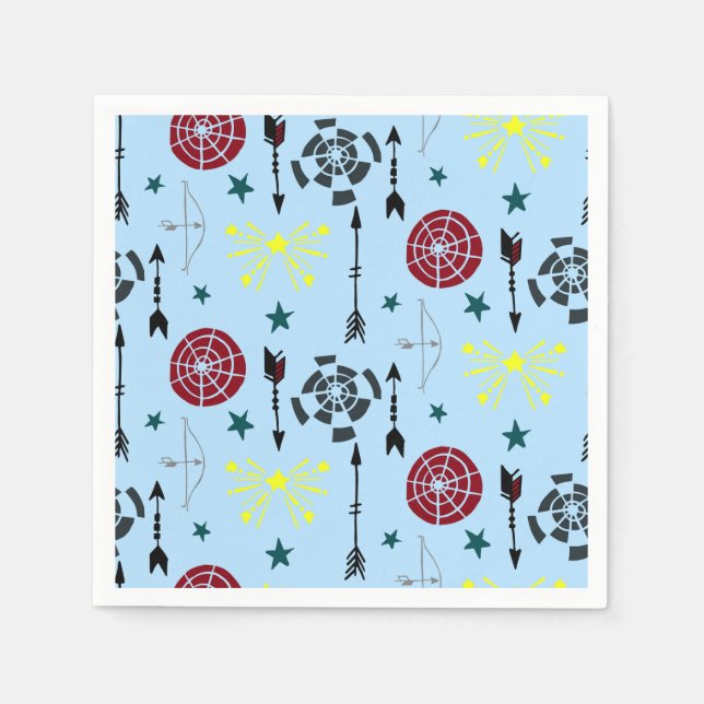 Guardanapo De Papel Setas e Alvos de Arcos de Arqueria Azul (Frente)