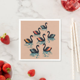 Guardanapo De Papel Sete Cisnes Nadando Corte de Estêncil Estilo 3