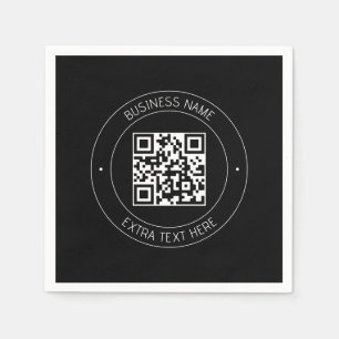 Guardanapo De Papel Seu código QR e texto editável Preto e branco