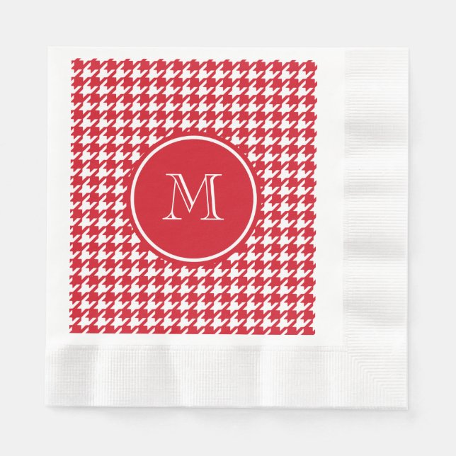 Guardanapo De Papel Seu Monograma é robusto vermelho e branco (Frente)