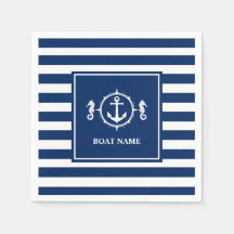 Seu Nome De Barco Seacavalo Anchor Blue Strips