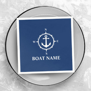 Guardanapo De Papel Seu nome de boi Compass Anchor Blue