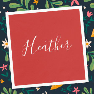 Guardanapo De Papel Seu Script Branco Personalizado em Vermelho