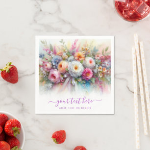Guardanapo De Papel Seu Texto Personalizado Caligrafia Script Floral C