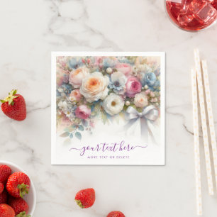 Guardanapo De Papel Seu Texto Personalizado Escrito à Mão Flor Casamen