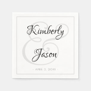Guardanapo De Papel Seus Nomes de Cenas, Casamento Borda Cinza