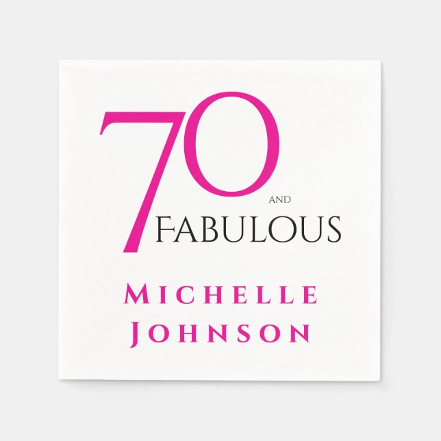 Guardanapo De Papel Seventy and Fabulous Minimal Pink 70th Birthday (Frente)