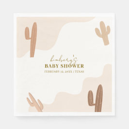 Guardanapo De Papel Sexo Chá de fraldas Moderno de Boho Cactus Neutro