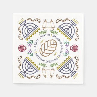 Guardanapo De Papel Shabbat Shalom Modern Cocktail Napkins