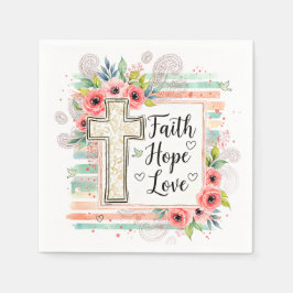Guardanapo De Papel Shabby Chic floral Faith Hope Love