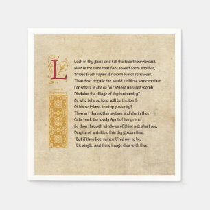 Guardanapo De Papel Shakespeare Sonnet 3 (III) em pergaminho