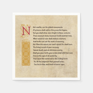 Guardanapo De Papel Shakespeare Sonnet 55 (LV) em pergaminho