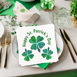 Guardanapo De Papel Shamrock Clover Green Ruas.