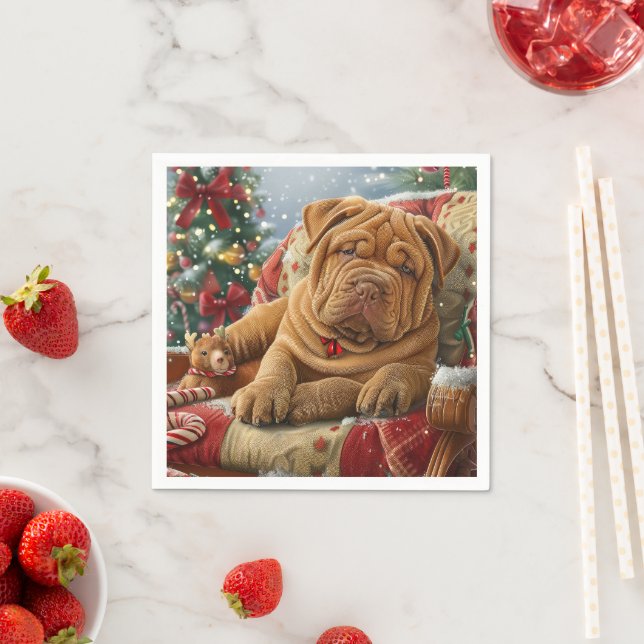 Guardanapo De Papel Shar Pei Cachorro Festivo (Insitu)