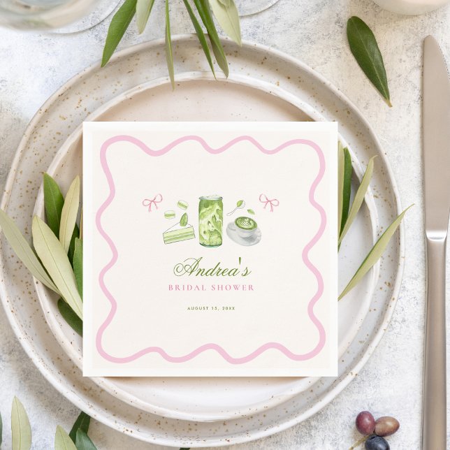 Guardanapo De Papel She Found Her Perfect Matcha Bow Bridal Shower (Criador carregado)