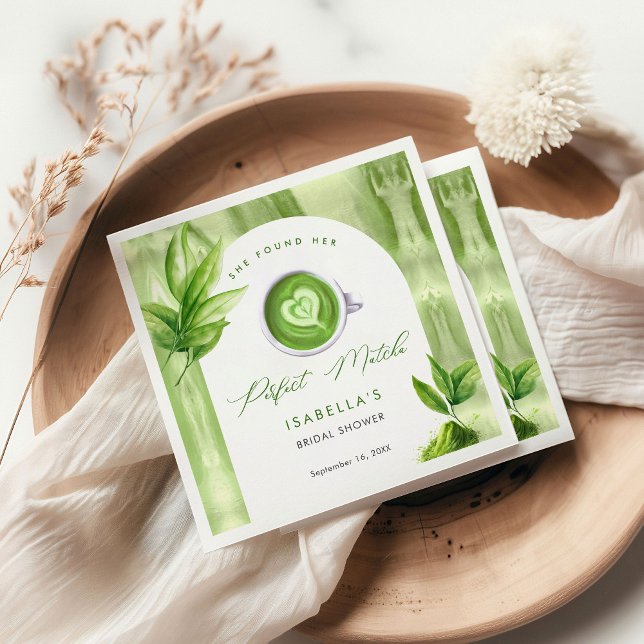 Guardanapo De Papel She Found Her Perfect Matcha Elegant Bridal Shower (Criador carregado)
