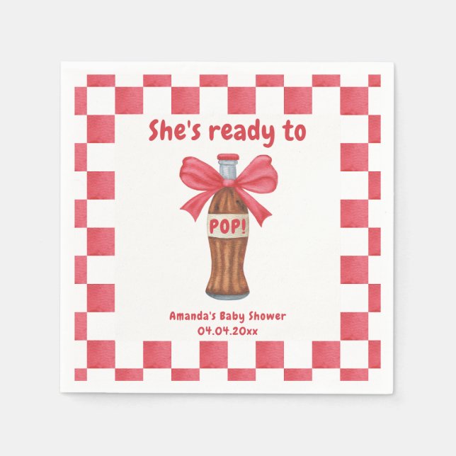 Guardanapo De Papel She is Ready to Pop Soda Bottle Baby Shower (Frente)