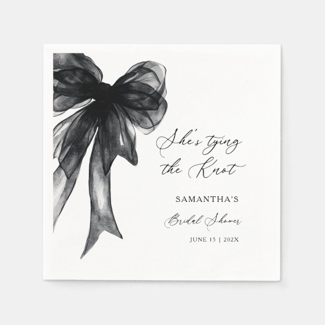 Guardanapo De Papel She’s Tying The Knot Black Bow Bridal Shower (Frente)