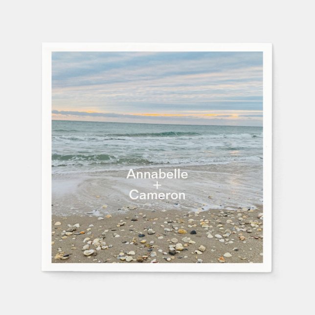 Guardanapo De Papel Shell Blue Beach Sunrise Wedkins (Frente)