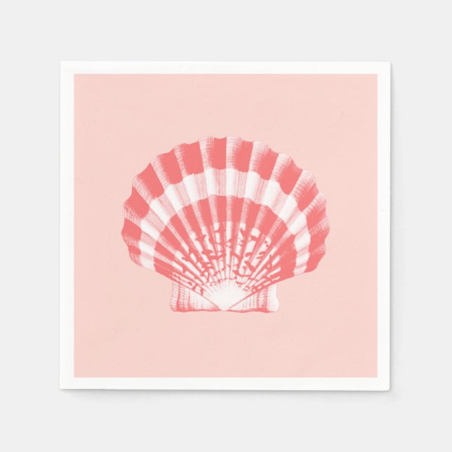Guardanapo De Papel Shell Scallop - cor-de-rosa e branco (Frente)