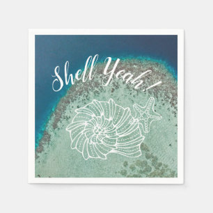 Guardanapo De Papel Shell yeah! com escudos do mar na água da ilha de
