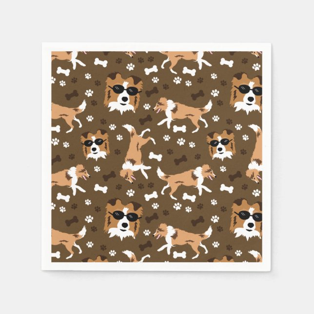 Guardanapo De Papel Shelties Shetland Sheepdog Collie Dog Pattern Napk (Frente)