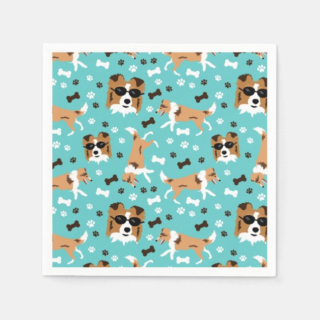Guardanapo De Papel Shelties Shetland Sheepdog Collie Dog Pattern Napk (Frente)