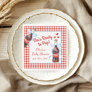 Guardanapo De Papel She's Ready to Pop Baby Shower | Red Gingham