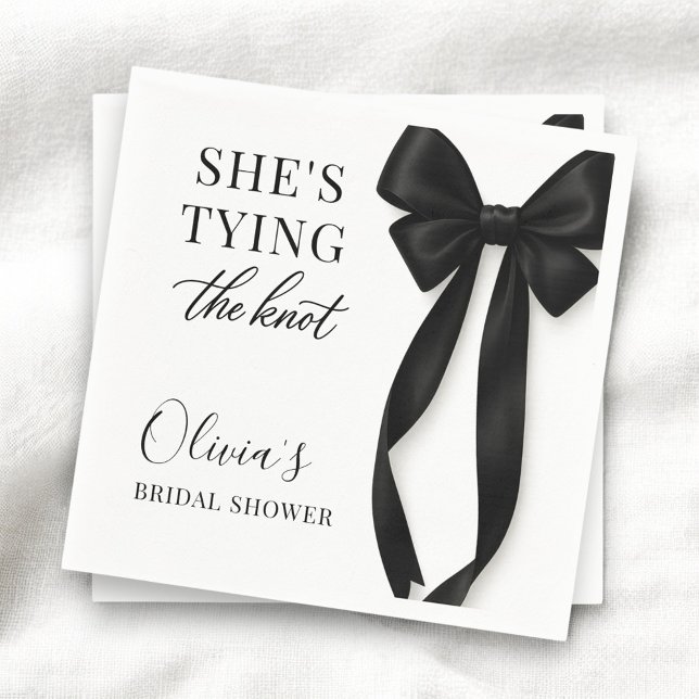Guardanapo De Papel She's Tying The Knot Black Bow Party (Criador carregado)