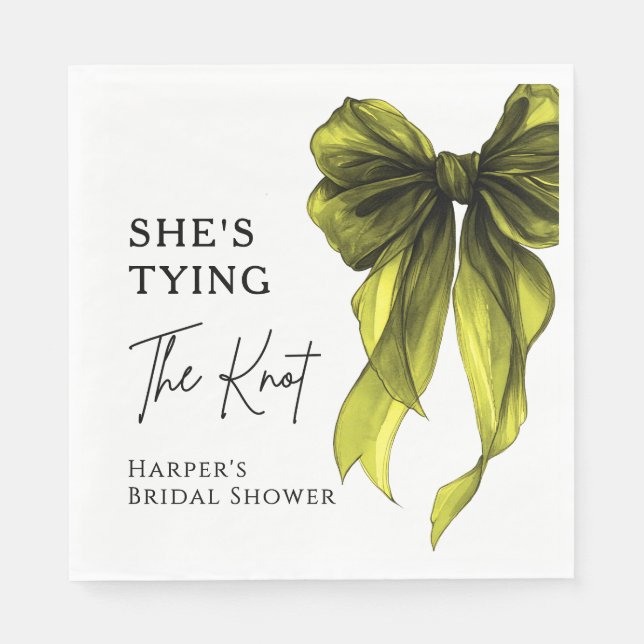 Guardanapo De Papel She's Tying The Knot Chartreuse Bow Bridal Shower (Frente)