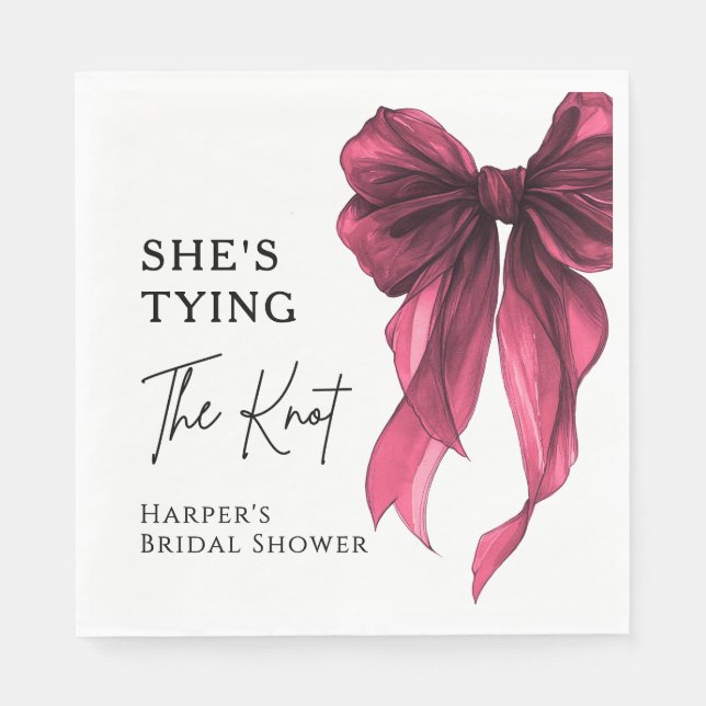 Guardanapo De Papel She's Tying The Knot Red Bow Bridal Shower (Frente)