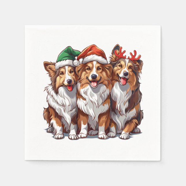 Guardanapo De Papel Shetland Sheepdog do Natal (Frente)