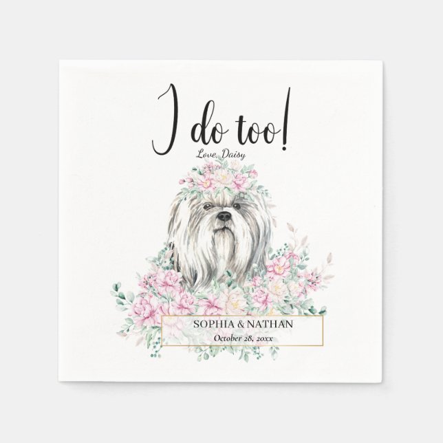 Guardanapo De Papel Shih Tzu Dog Casamento Cocktail Napkins (Frente)
