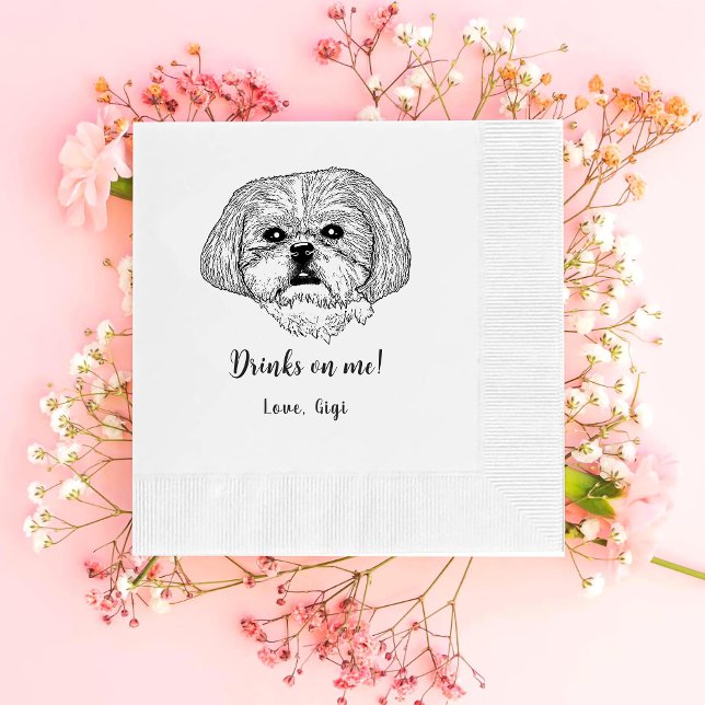 Guardanapo De Papel Shih Tzu Dog Personalizou A Bebida Em Mim Napkins (Criador carregado)