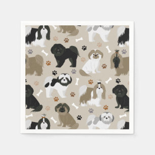 Guardanapo De Papel Shih Tzu Dogs Paws e Bones Napkins