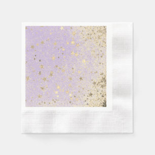 Guardanapo De Papel Shimmery Glittery Douradas Stars on Lavanda