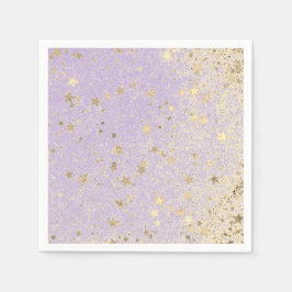 Guardanapo De Papel Shimmery Glittery Douradas Stars on Lavanda