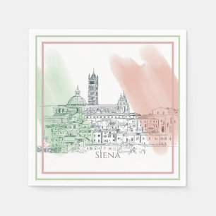 Guardanapo De Papel Siena Itália Tower Dome e cores da bandeira itali