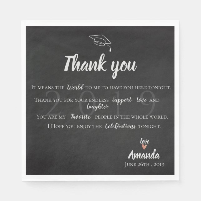 Guardanapo De Papel "Significa O Mundo Para Mim" Graduação Obrigado (Frente)