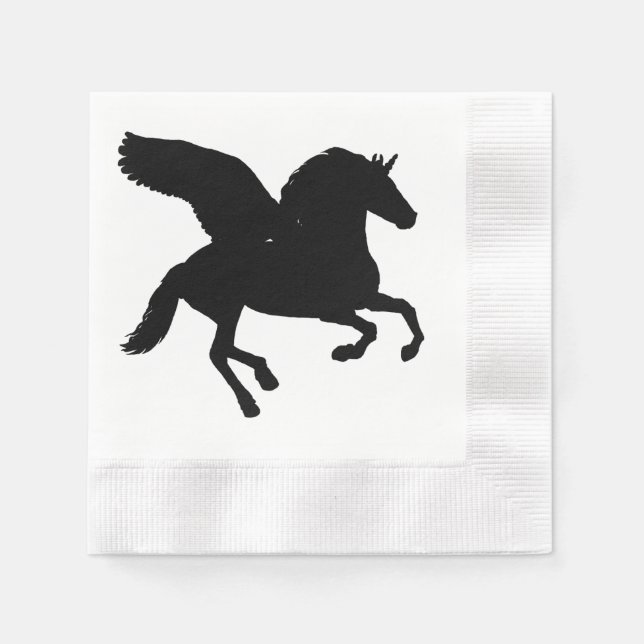 Guardanapo De Papel Silhouette de Unicórnio Alado (Frente)
