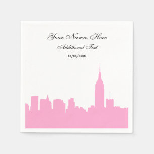 Guardanapo De Papel Silhouette Skyline NYC rosa, ESB