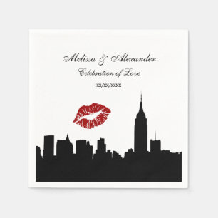 Guardanapo De Papel Silhueta da skyline de NYC, Wedding do ESB #1 BW