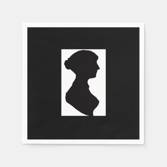 Guardanapo De Papel Silhueta de Jane Austen em Preto (Frente)