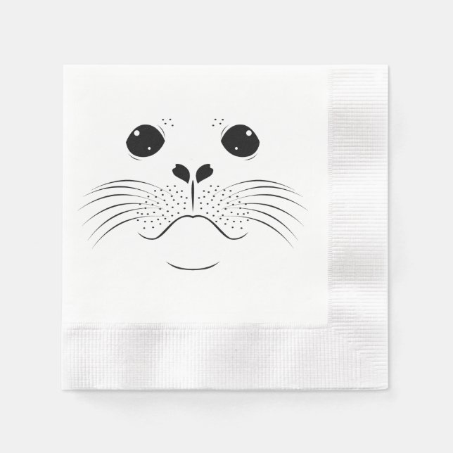 Guardanapo De Papel Silhueta de rosto de foca (Frente)